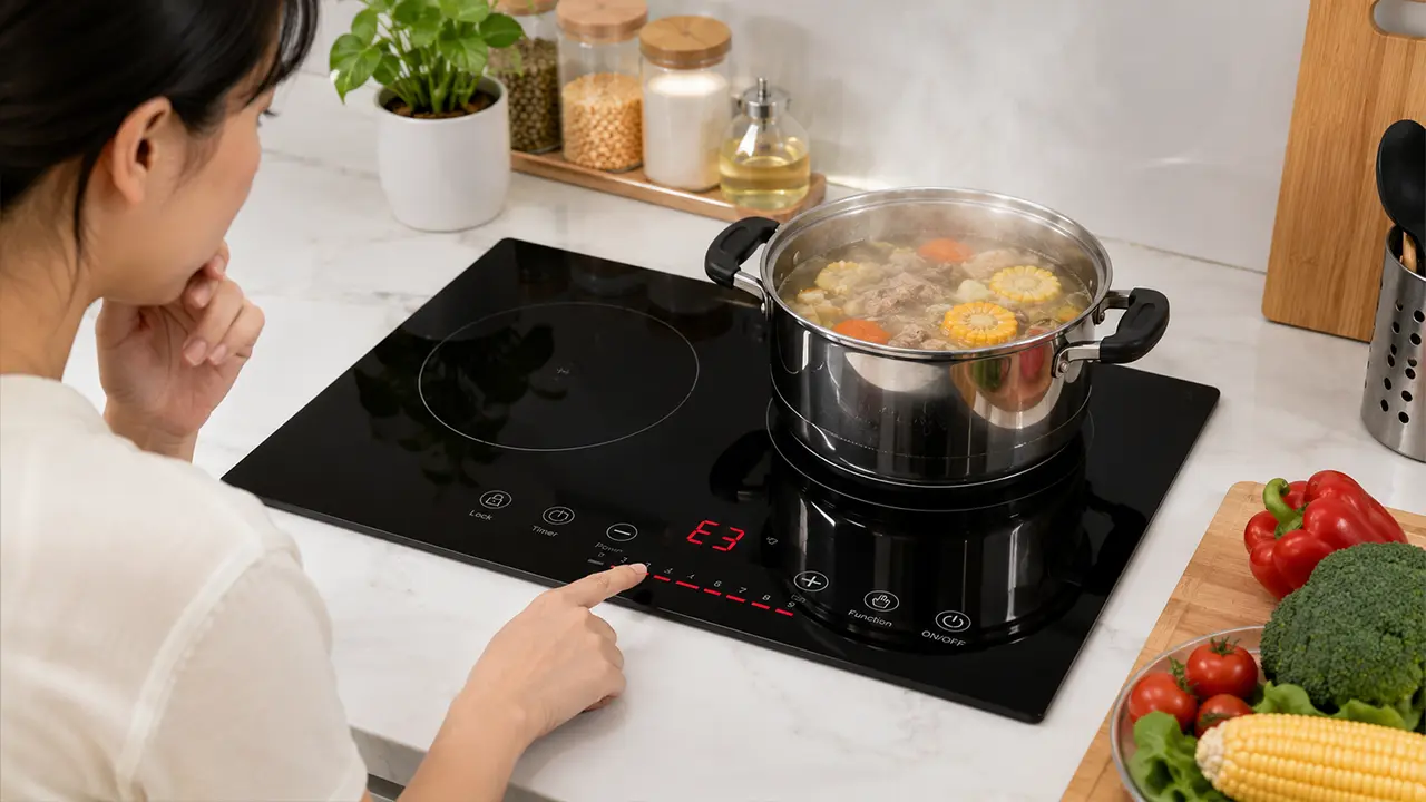 Bếp từ hiển thị mã lỗi E3 trên màn hình