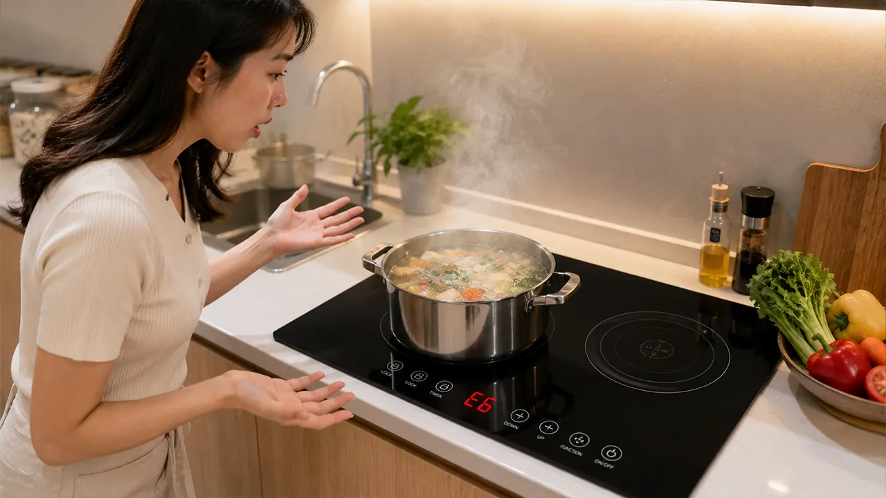 Bếp từ hiển thị mã lỗi E6 trên màn hình