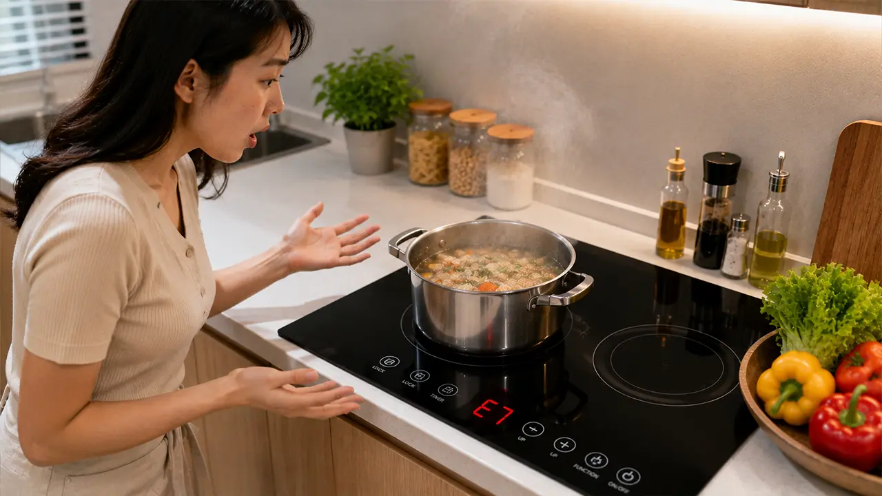 Bếp từ hiển thị mã lỗi E7 trên màn hình
