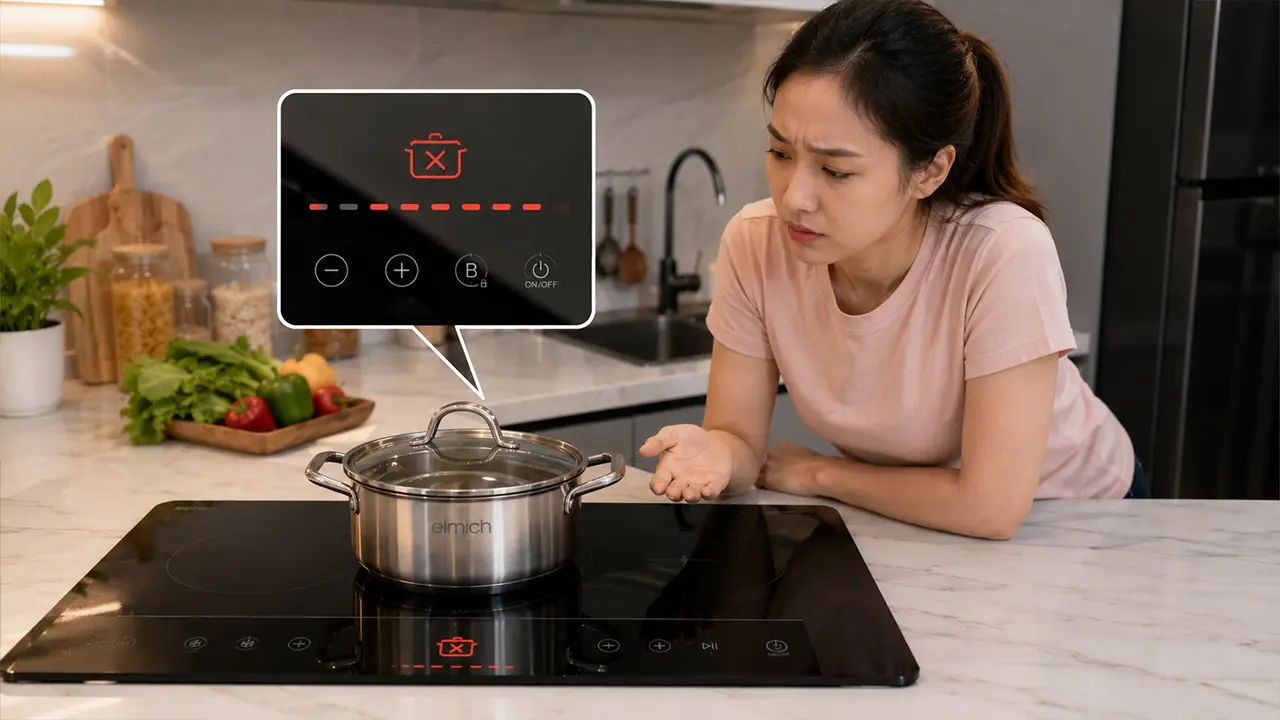 Bếp từ không nhận nồi khi đặt lên vùng nấu