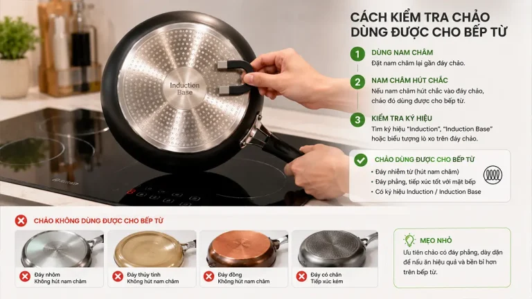 Chảo chống dính và chảo inox dùng cho bếp từ
