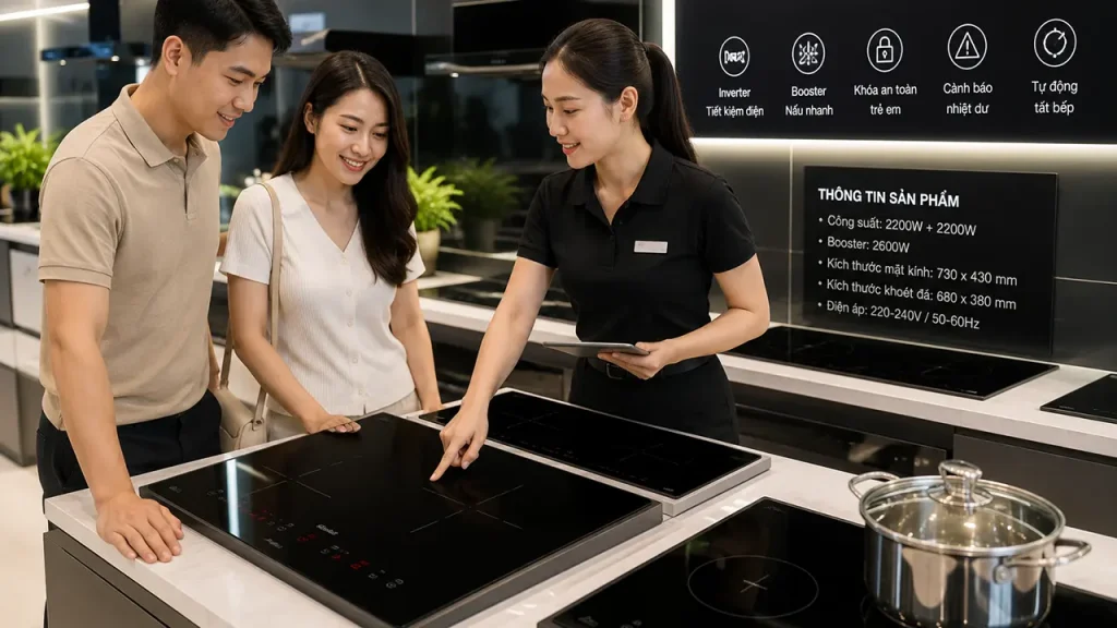 Gia đình lựa chọn bếp từ 2 vùng nấu phù hợp với nhu cầu nấu ăn hàng ngày