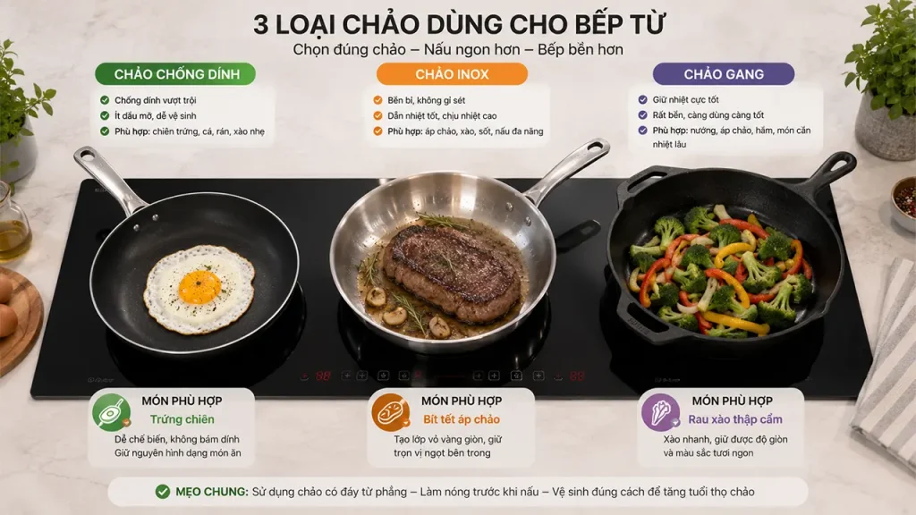 Kiểm tra chảo bếp từ bằng nam châm