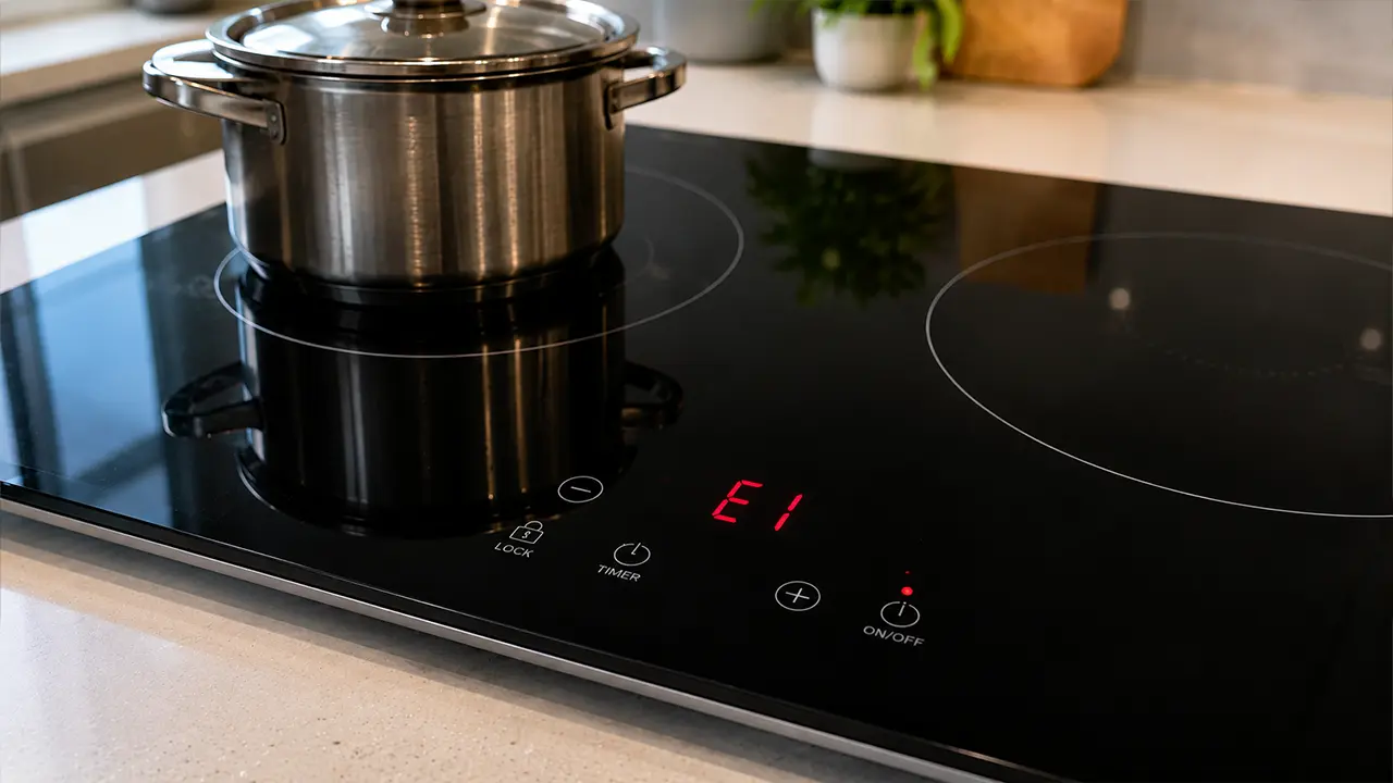 Màn hình bếp từ hiển thị mã lỗi E1 và E2
