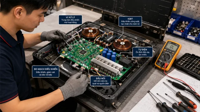 Bo mạch điều khiển của bếp từ