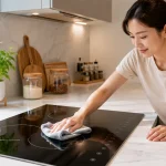 Lau sạch mặt kính bếp từ