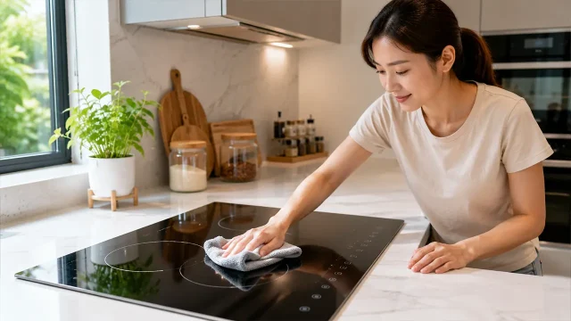 Lau sạch mặt kính bếp từ