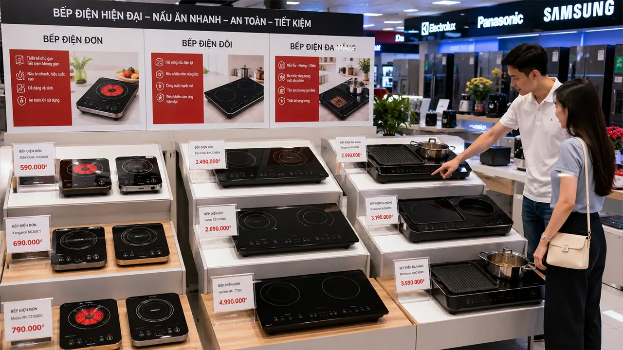 Các mẫu bếp điện với nhiều mức giá khác nhau