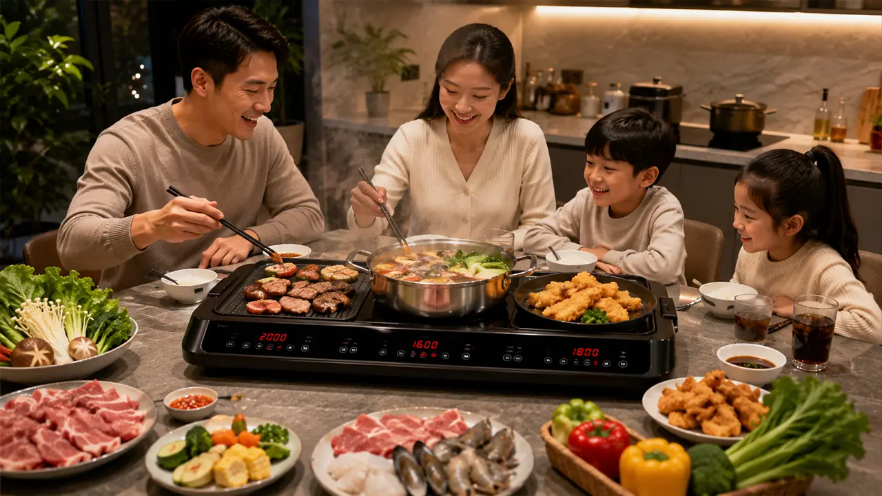 Bếp điện đa năng dùng để nướng, lẩu và chiên