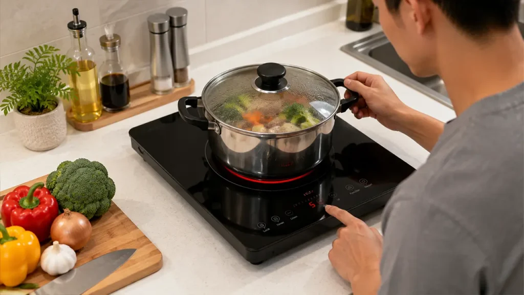 Sử dụng bếp điện và điều chỉnh nhiệt để tiết kiệm điện