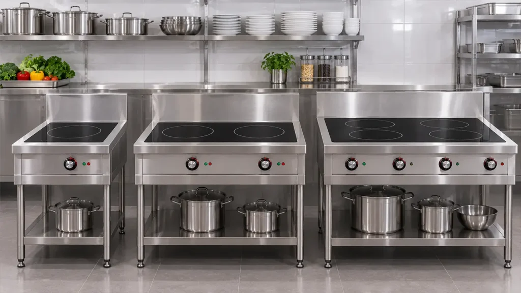 Kích thước bếp điện công nghiệp đơn đôi và nhiều họng