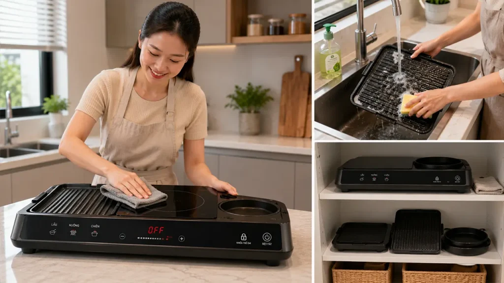 Vệ sinh và bảo quản bếp điện đa năng đúng cách