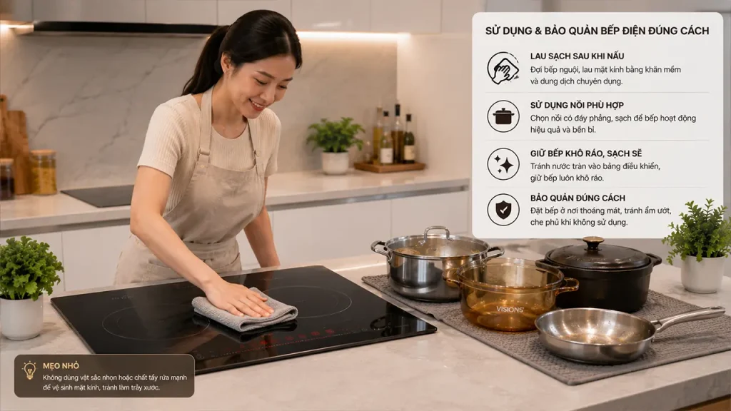 Vệ sinh bếp điện sau khi sử dụng đúng cách